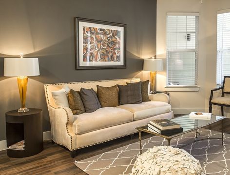 Living room at Post 510 luxury apartment homes in Houston, TX