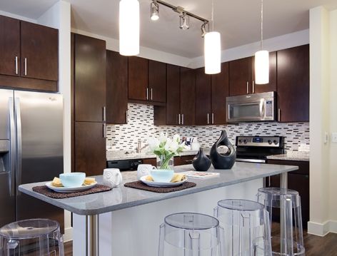Kitchen at Post 510 luxury apartment homes in Houston, TX