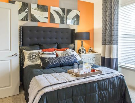 Bedroom at Post Midtown Square luxury apartment homes in Houston, TX