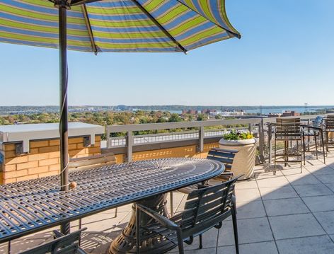 Rooftop seating 2 at Post Carlyle Square luxury apartment homes in Alexandia, VA near Washington, DC