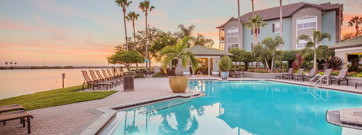 Twilight Pool 2 at Post Rocky Point luxury apartment homes in Tampa, FL
