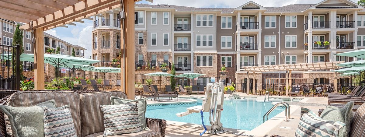 Pool 5 at Post Parkside at Wade luxury apartment homes in Raleigh, NC