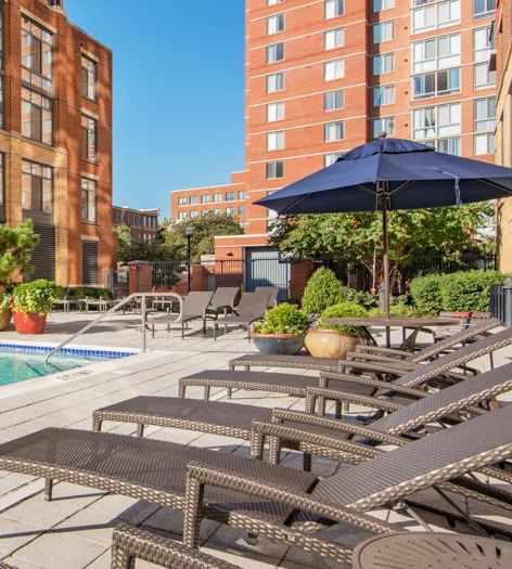Pool at Post Carlyle Square luxury apartment homes in Alexandia, VA near Washington, DC
