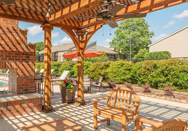 Outdoor Fireplace at Kirby Station luxury apartment homes in Memphis, TN
