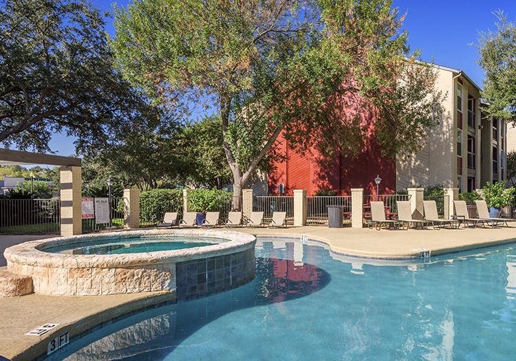 Pool and Hot Tub at Stassney Woods luxury apartment homes in Austin, TX