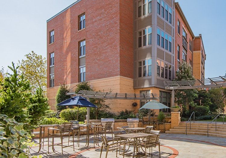 Grill and patio at Post Carlyle Square luxury apartment homes in Alexandia, VA near Washington, DC
