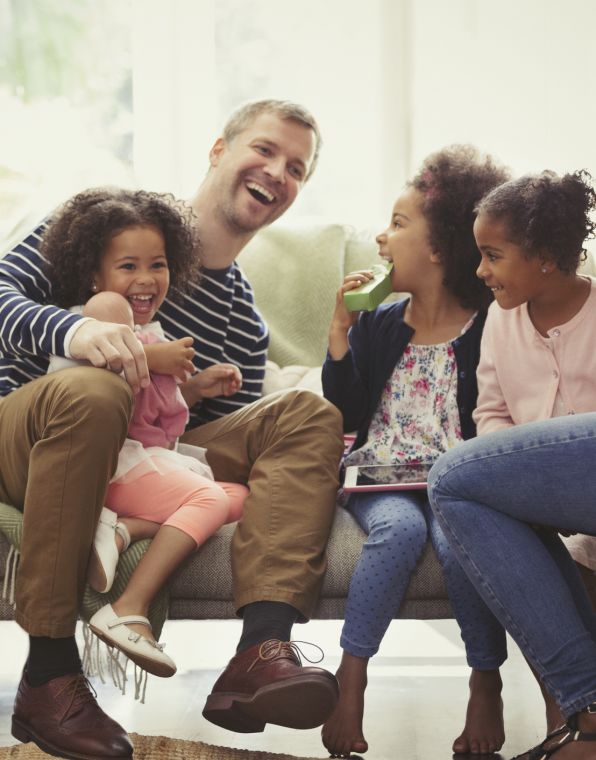Family laughing together