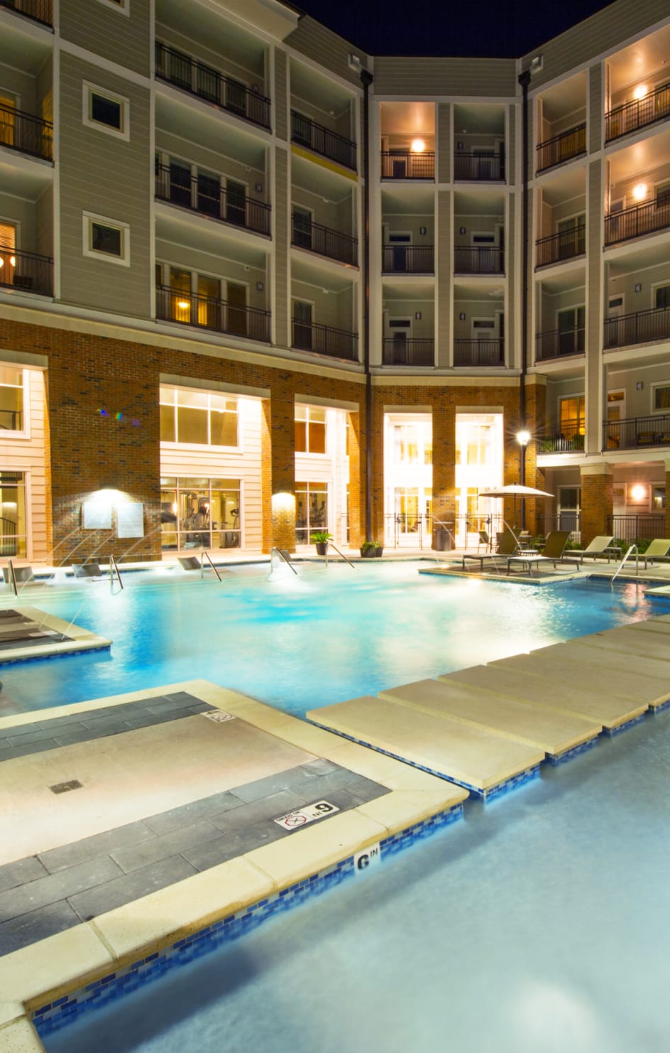 Pool at Night at Acklen West End luxury apartment homes in Nashville, TN