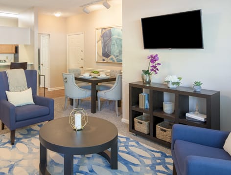 Living Room 1 at Post Brookhaven luxury apartment homes in Atlanta, GA