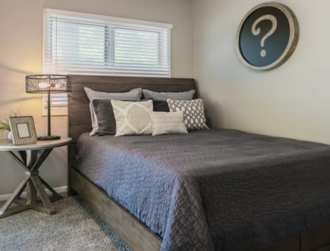 Bedroom at Post Square luxury apartment homes in Dallas, TX