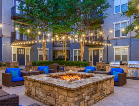 Courtyard Night 1 at Post West Austin luxury apartment homes in Austin, TX