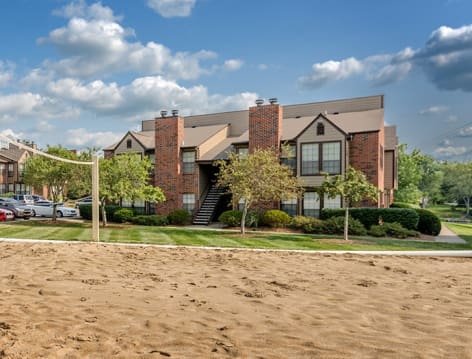 Volleyball court at Lakepointe luxury apartment homes in Lexington, KY
