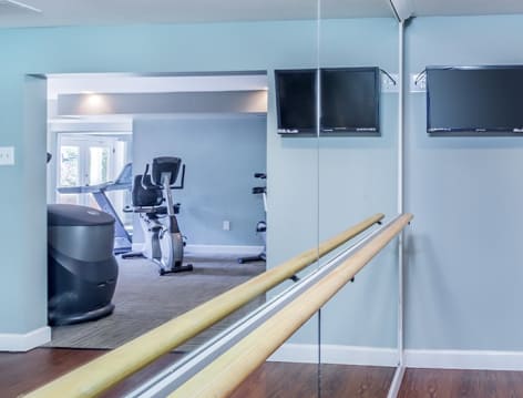 Yoga studio and gym at The Mansion luxury apartment homes in Lexington, KY