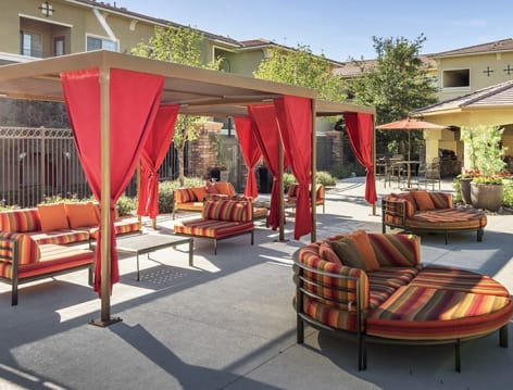 Pool Seating at Colonial Grand at Desert Vista luxury apartment homes in Las Vegas, NV
