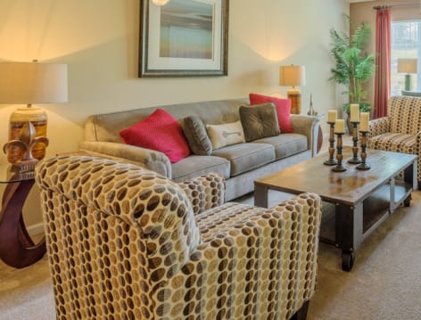 Living Room at The Lake at University luxury apartment homes in Charlotte, NC