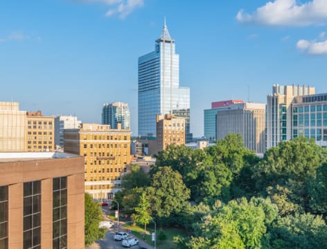 View of Downtown from Roof at Hue luxury apartment homes in Raleigh, NC