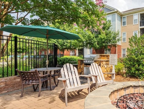 Deck and Firepit at Providence at Brier Creek luxury apartment homes in Raleigh, NC