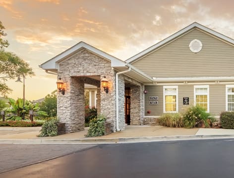 Exterior Leasing Office at The Reserve Apartments at Dexter Lake luxury apartment homes in Cordova, TN