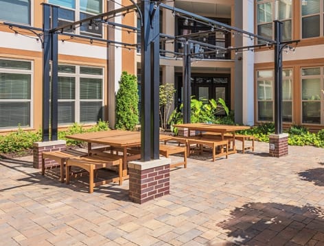 Exterior Seating at Charlotte at Midtown luxury apartment homes in Nashville, TN