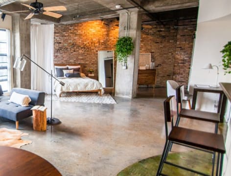 Living room at Post Addison Circle luxury apartment homes in Dallas, TX