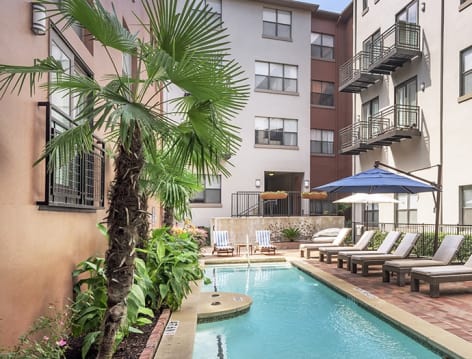 Lap pool at Post Uptown Village luxury apartment homes in Dallas, TX
