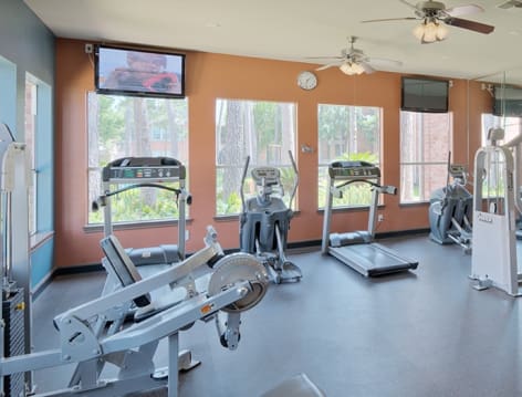 Fitness center at Greenwood Forest luxury apartment homes in Houston, TX
