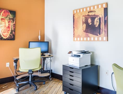 Business center at The Apartments at Cobblestone Square in Fredericksburg, VA