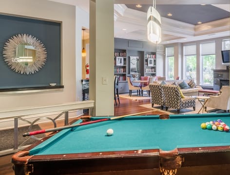 Pool table at Post Fallsgrove luxury apartment homes in Rockville, MD near Washington, DC