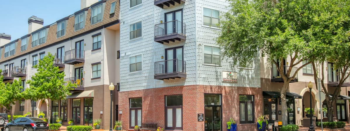 Daytime Exterior at Post Coles Corner luxury apartment homes in Dallas, TX