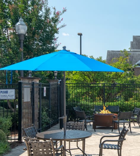 Outdoor Patio at Colonial Grand at Cornelius luxury apartment homes in Charlotte, NC