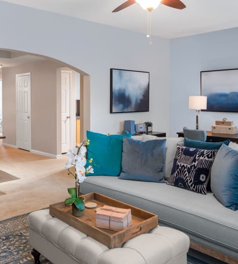 Living and Dining Room 1 at Post Riverside luxury apartment homes in Atlanta , GA