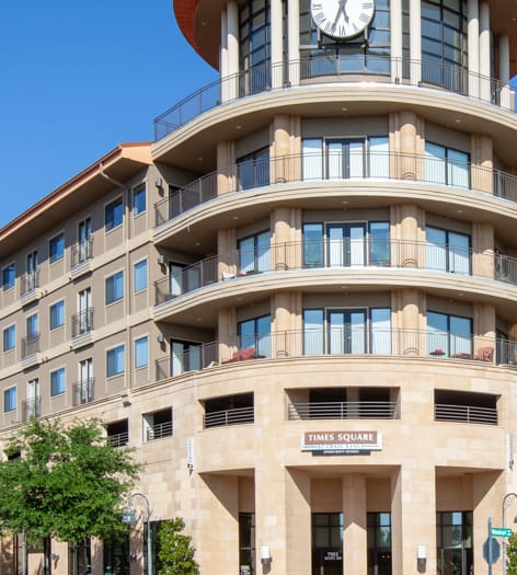 Exterior at Times Square at Craig Ranch luxury apartment homes in Dallas, TX
