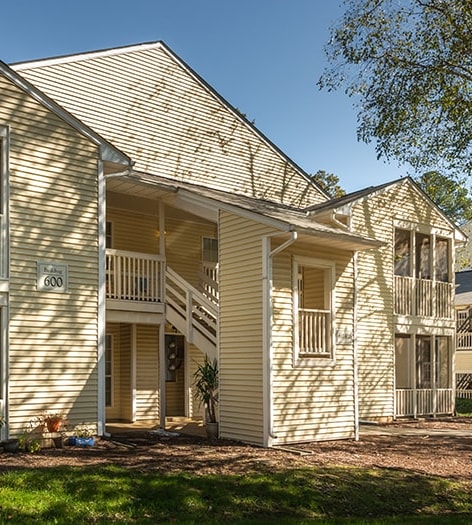 Building Exterior at Colonial Village Deerfield luxury apartment homes in Durham, NC