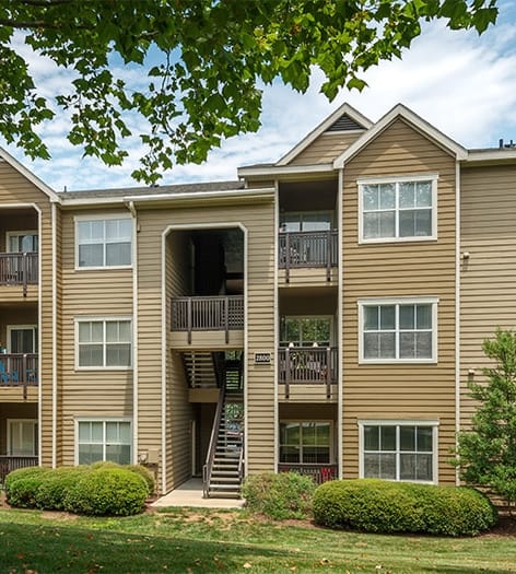 Building Exterior at Waterford Forest luxury apartment homes in Cary, NC