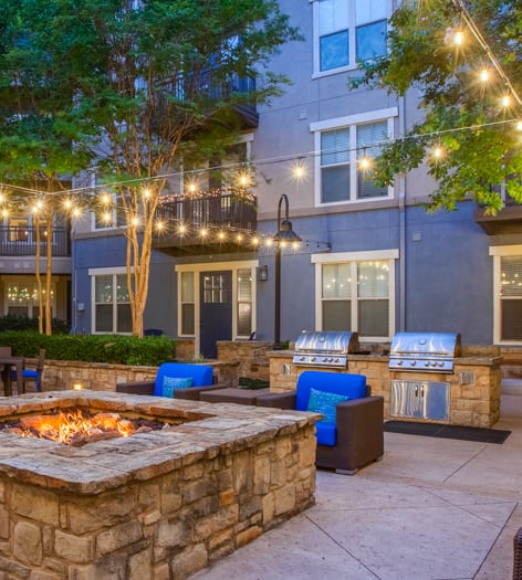 Courtyard Night 1 at Post West Austin luxury apartment homes in Austin, TX