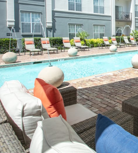 Outdoor Lounge Area at Post Vintage luxury apartment homes in Dallas, TX