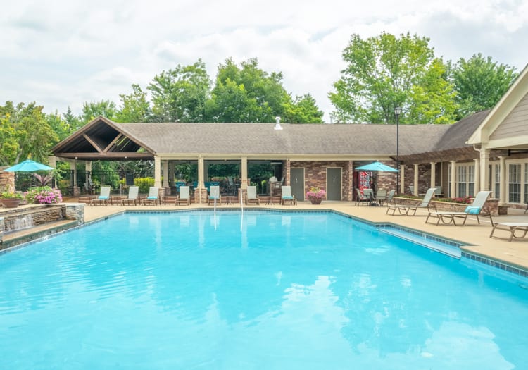 Pool at Day at The Paddock Club Murfreesboro luxury apartment homes in Nashville, TN