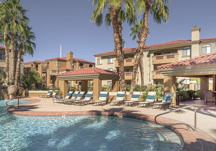 Pool at Colonial Grand at Scottsdale luxury apartment homes in Scottsdale, AZ