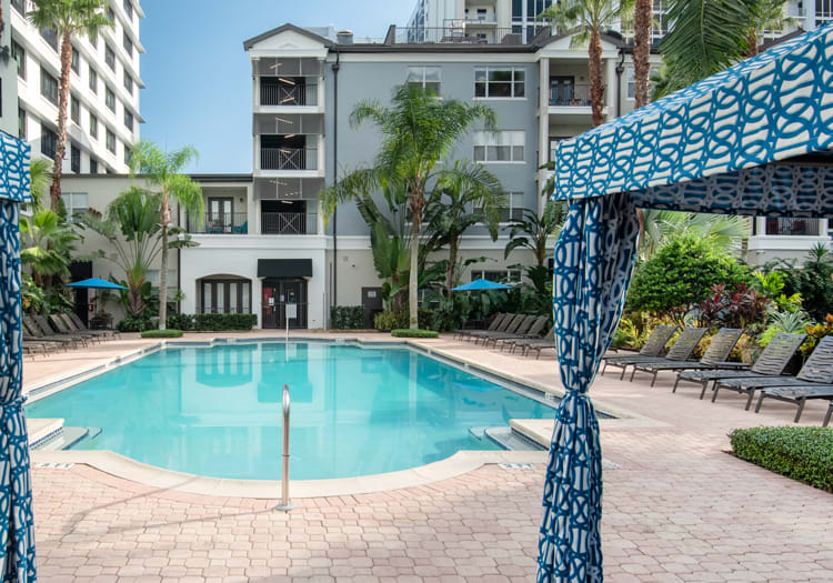 Pool at Post Parkside Orlando luxury apartment homes in Orlando, FL