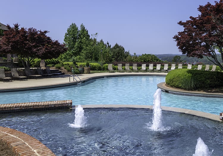 Upper Pool Fountain at Lake Lanier Club luxury apartment homes in Gainesville, GA