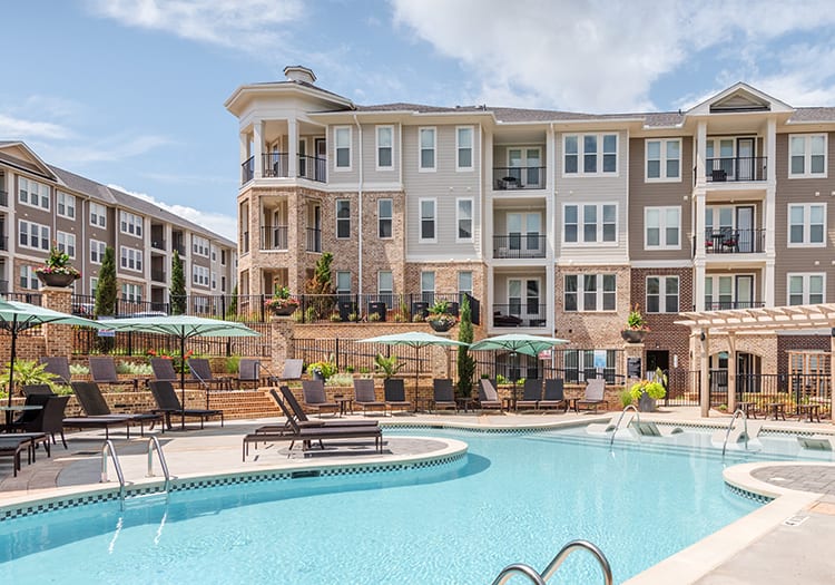 Pool at Post Parkside at Wade luxury apartment homes in Raleigh, NC