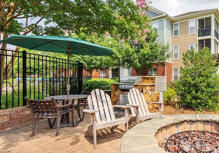 Deck and Firepit at Providence at Brier Creek luxury apartment homes in Raleigh, NC