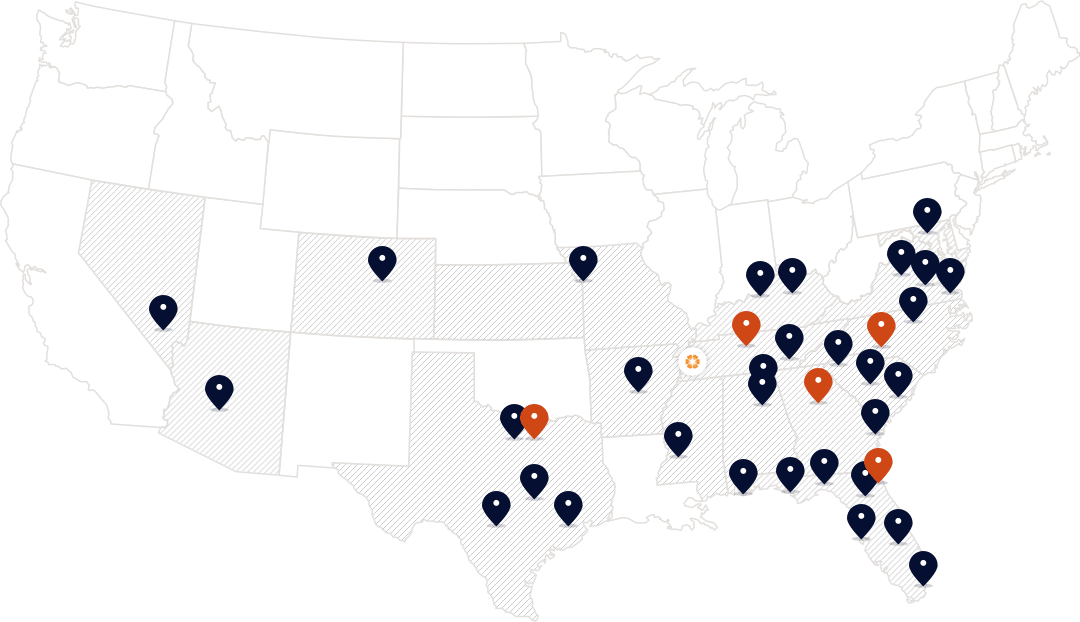 MAA Property Locations, Region Office & Corporate Office Map