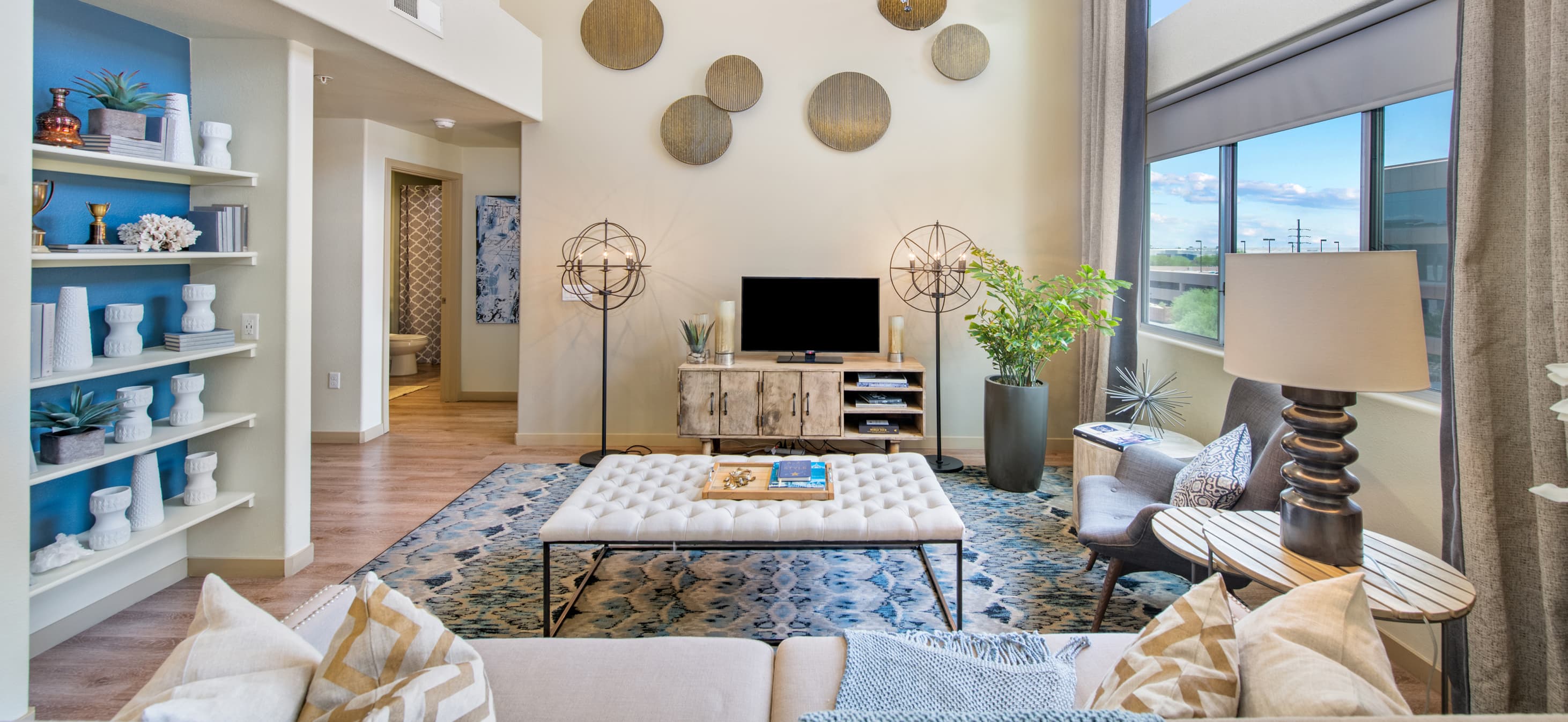 Living room at MAA Fountainhead luxury apartment homes in Tempe, AZ