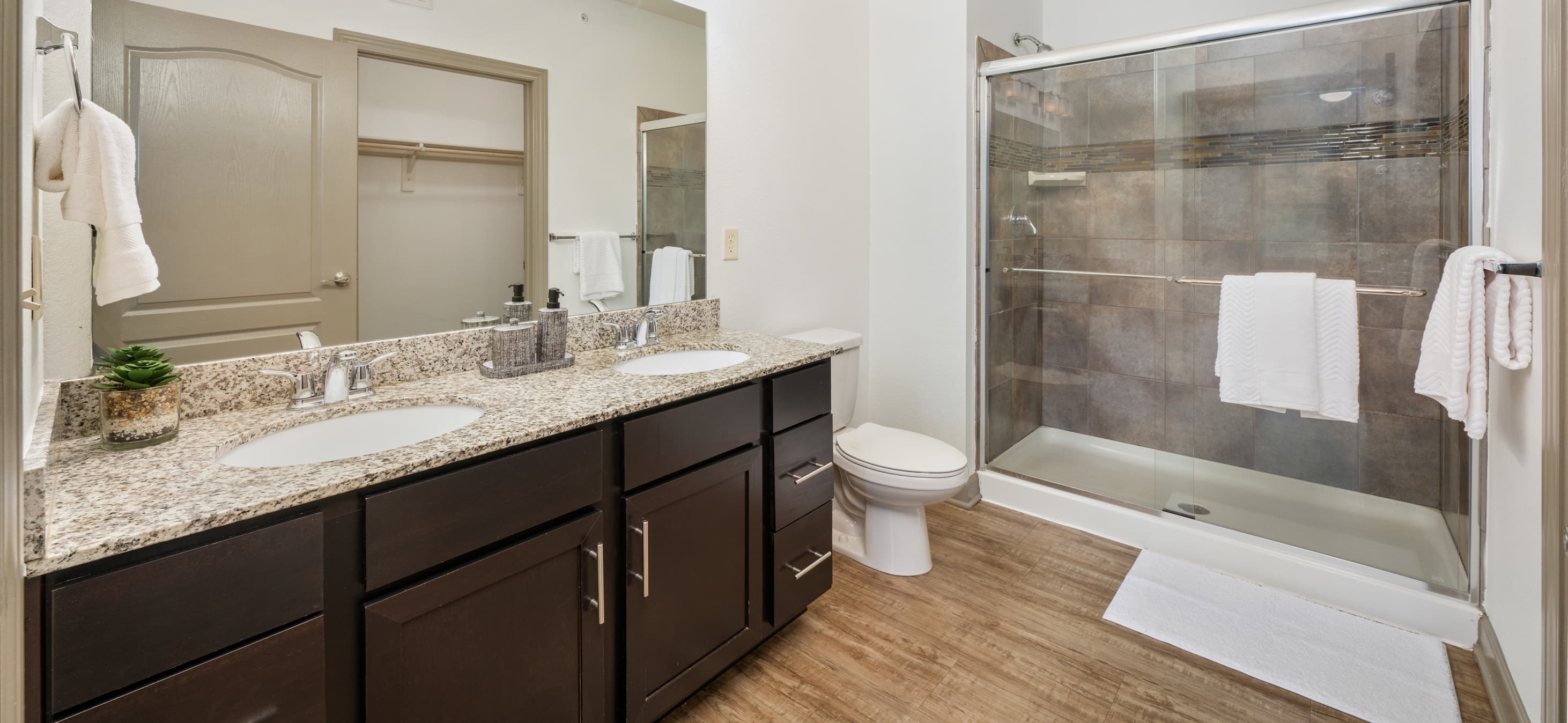 Bathroom at MAA Prairie Trace luxury apartment homes in Overland Park, KS
