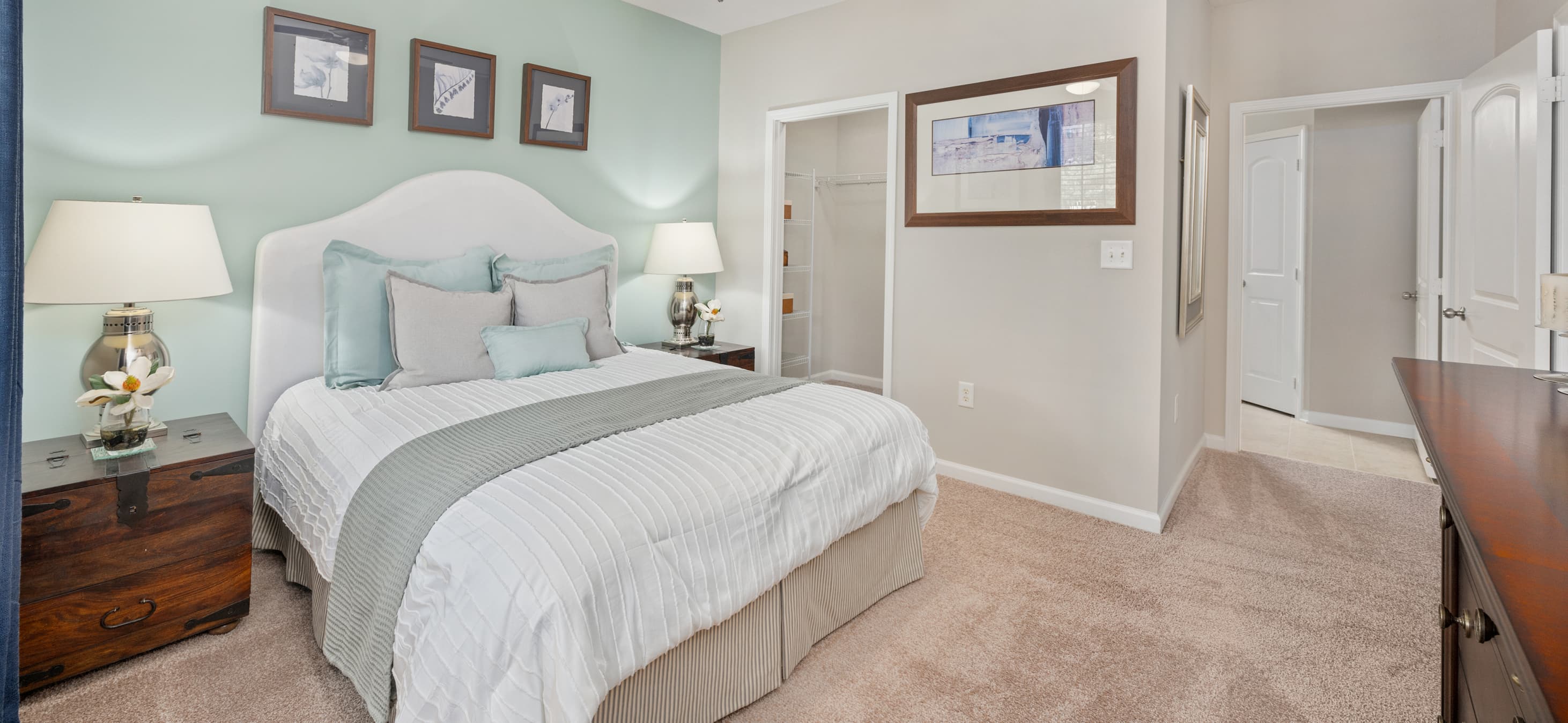 Bedroom at MAA Matthews Commons luxury apartment homes in Matthews, NC