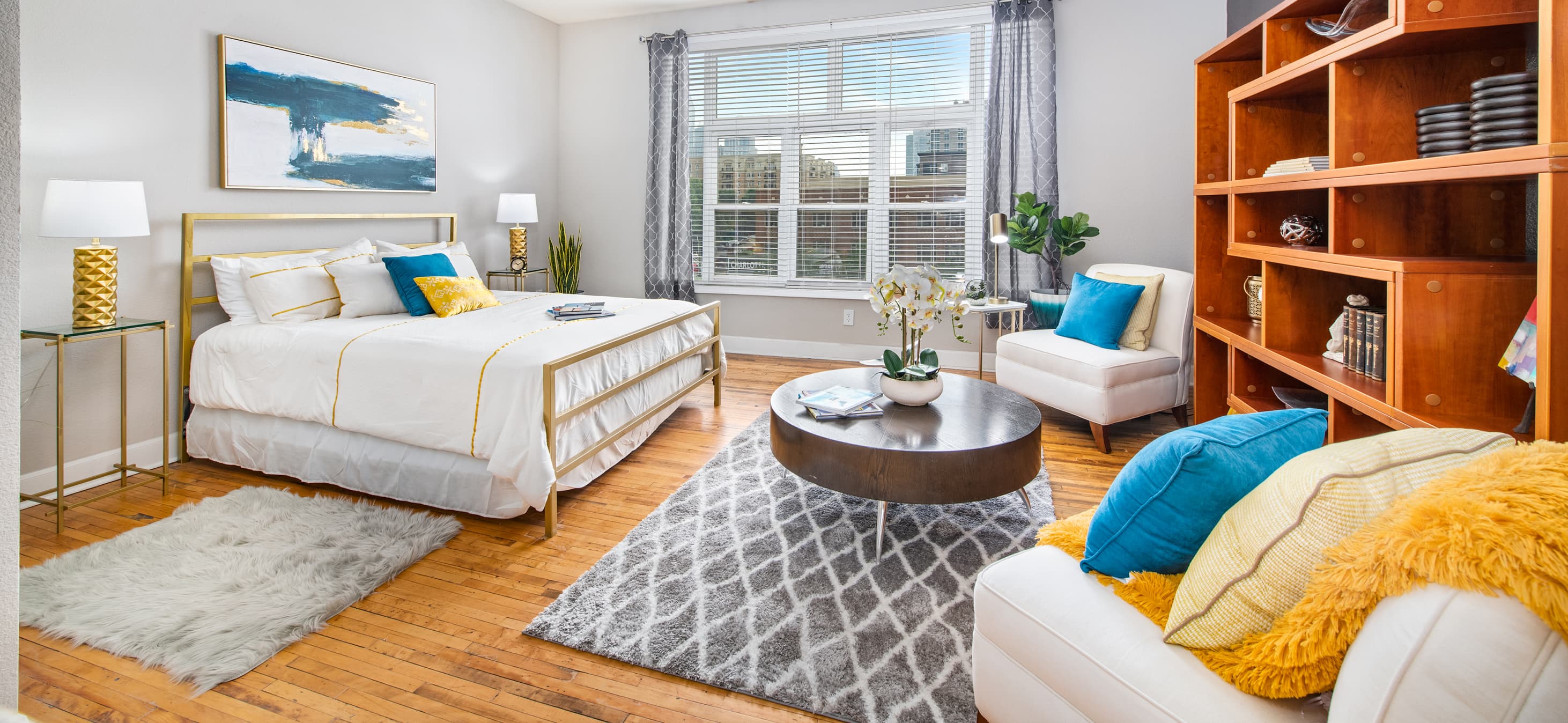 Living Room at MAA Uptown luxury apartment homes in Charlotte, NC