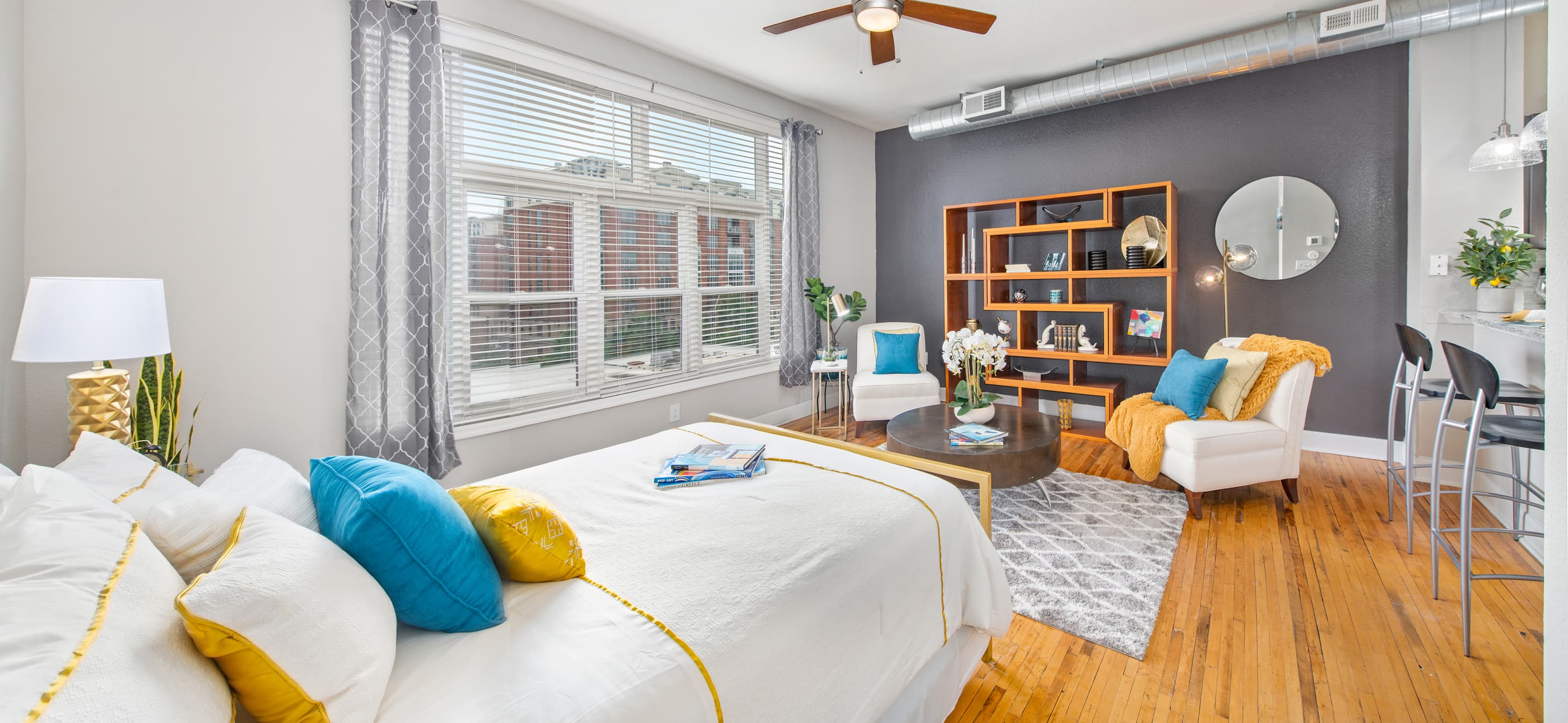 Living Room at MAA Uptown luxury apartment homes in Charlotte, NC