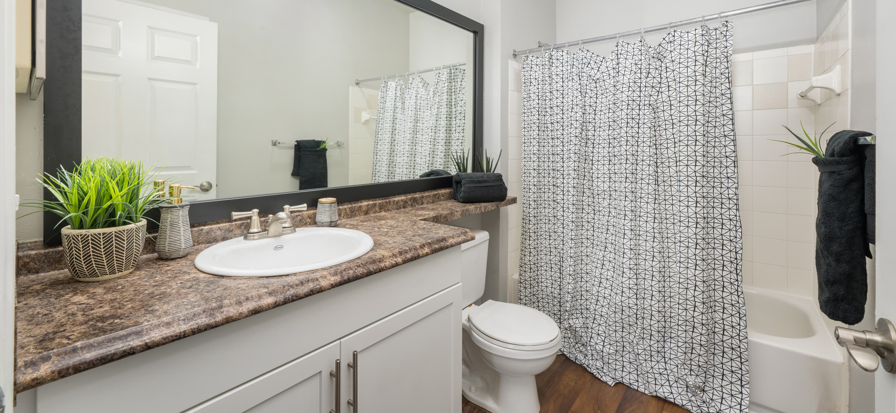Bathroom at MAA Research park luxury apartment homes in Durham, NC