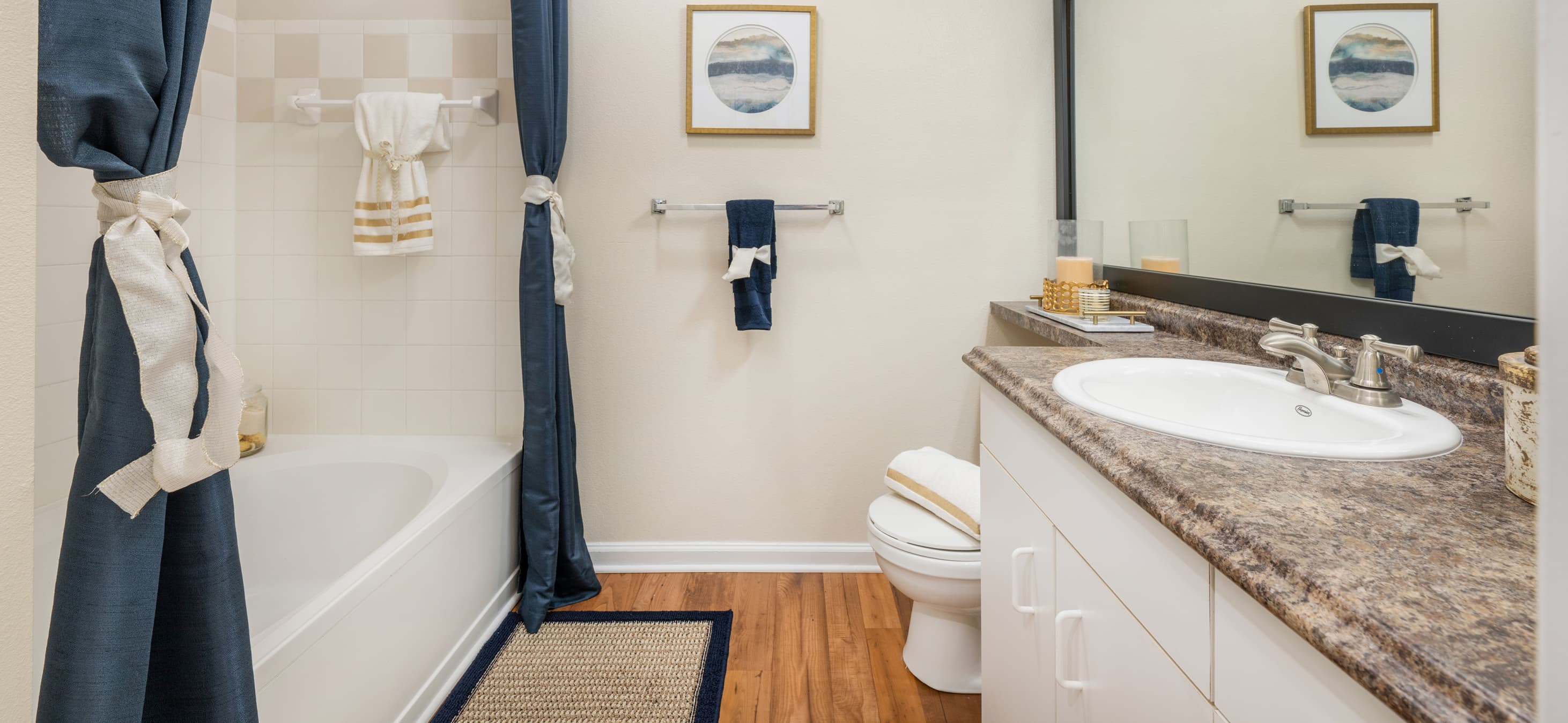 Bathroom at MAA Research park luxury apartment homes in Durham, NC